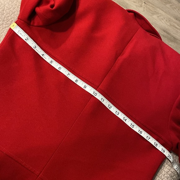 KASPER ASL red crepe shift dress duster coat blazer jacket 10 lined work career - Picture 9 of 9